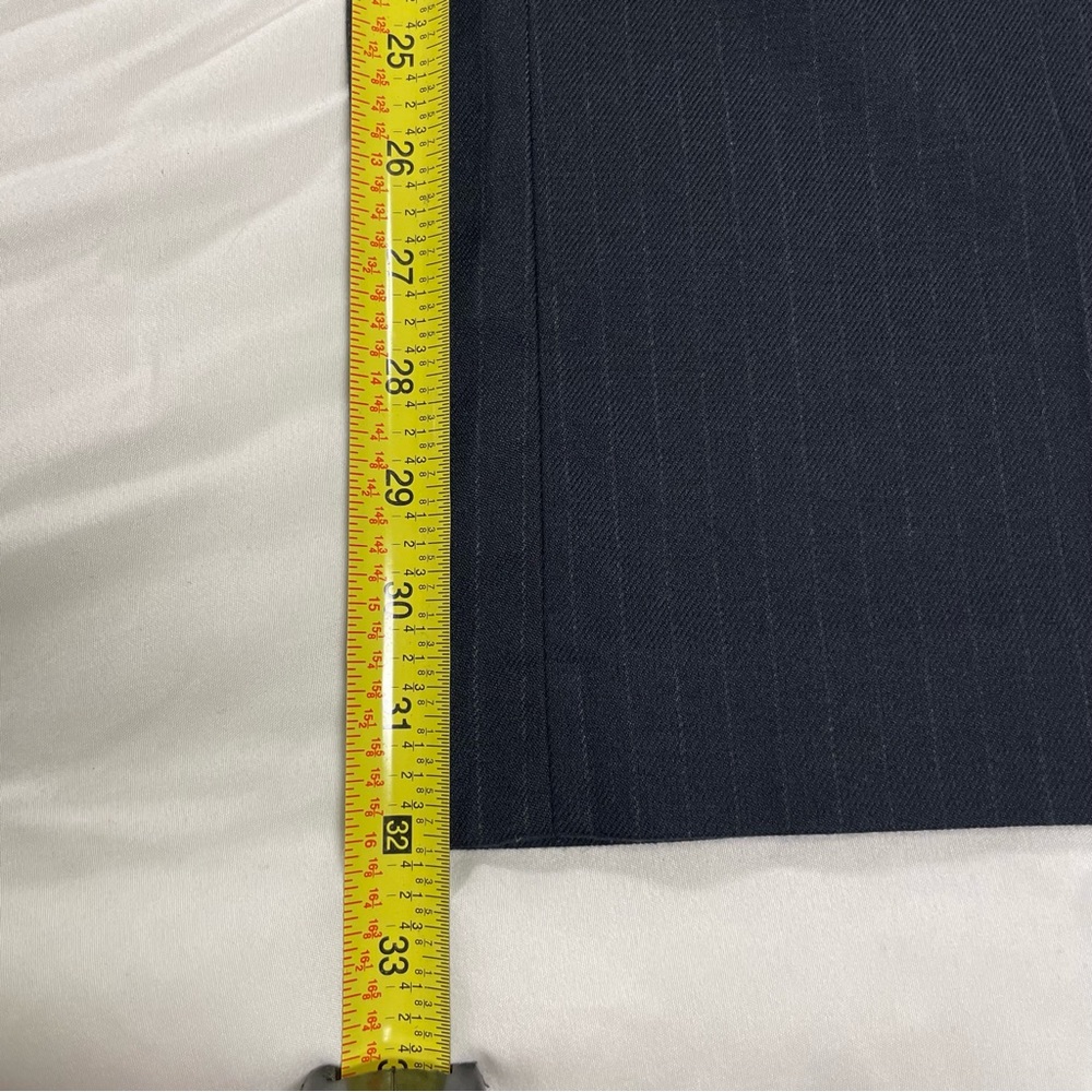 ZARA Navy Pinstripe Dress Pants Women’s Size 32” Flare Trousers Classic Workwear - Picture 5 of 7